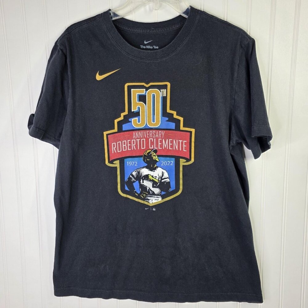 Nike T Shirt Pittsburgh Pirates Roberto Clemente Mens M Black 50th Anniversary